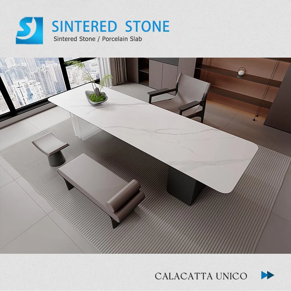 Rectangular Sintered Stone Office Desk Stain Resistant Eco Friendly Jumbo Size 3200X1600mm Foshan Factory Book Match