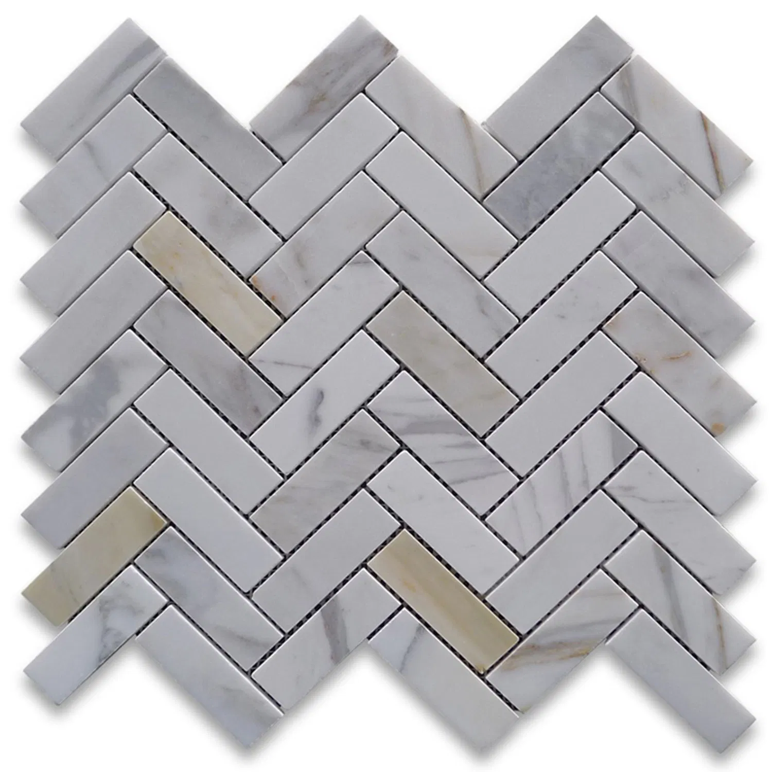 Factory Price Italy Natural Calacatta Gold White Parquet Marble Kitchen Backsplash Mosaic Tile