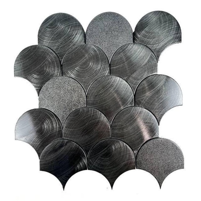 Elegant Fan Shape Aluminum Metal Mosaic Tiles Fish Scale Pattern for Interior Wall Decoration Kitchen Backsplash Bathroom Tiles