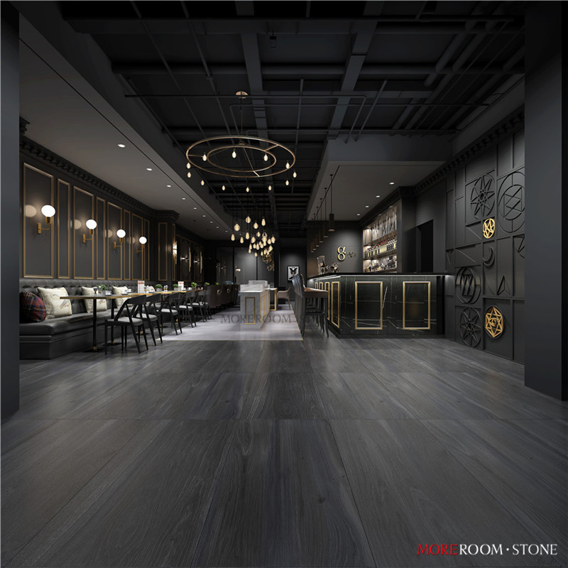 Anti Slip Gray Timber Wood Look Porcelain Tiles Floor