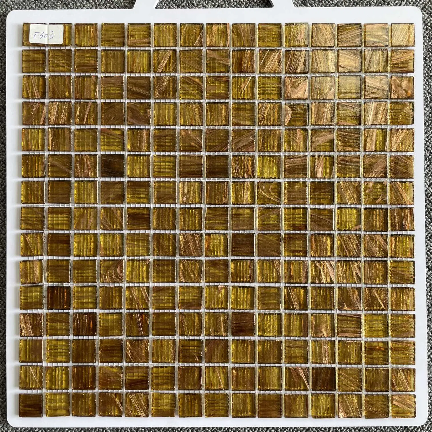 Foshan Decorative Building Material Blue Swimming Pool Glossy Crystal Glass Mosaic Flooring Wall Tile