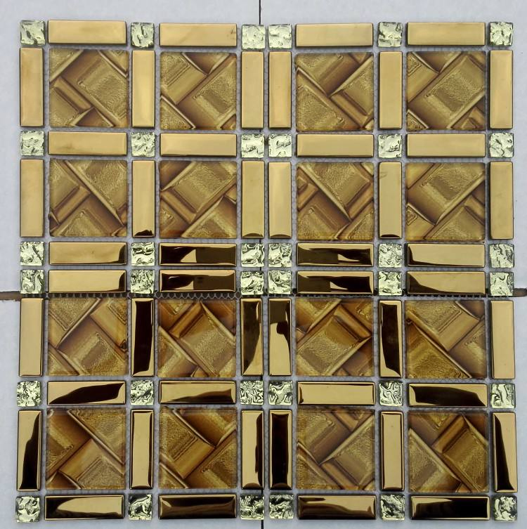 Sunnda China High Quality Interior Bathroom Walls Kitchen Backsplash Aluminium Stainless Steel Mixed Linear Glass Crystal Mosaic Tiles