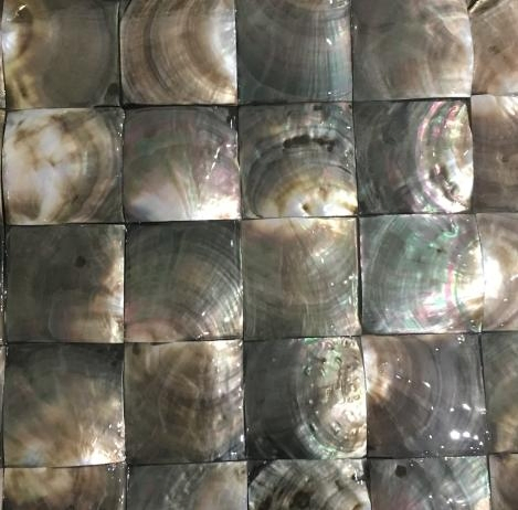 Mysterious Black Shell Mosaic Tiles with Peacock Green Luster for Artistic Residential Decor and Premium Modern Commercial Space Designs