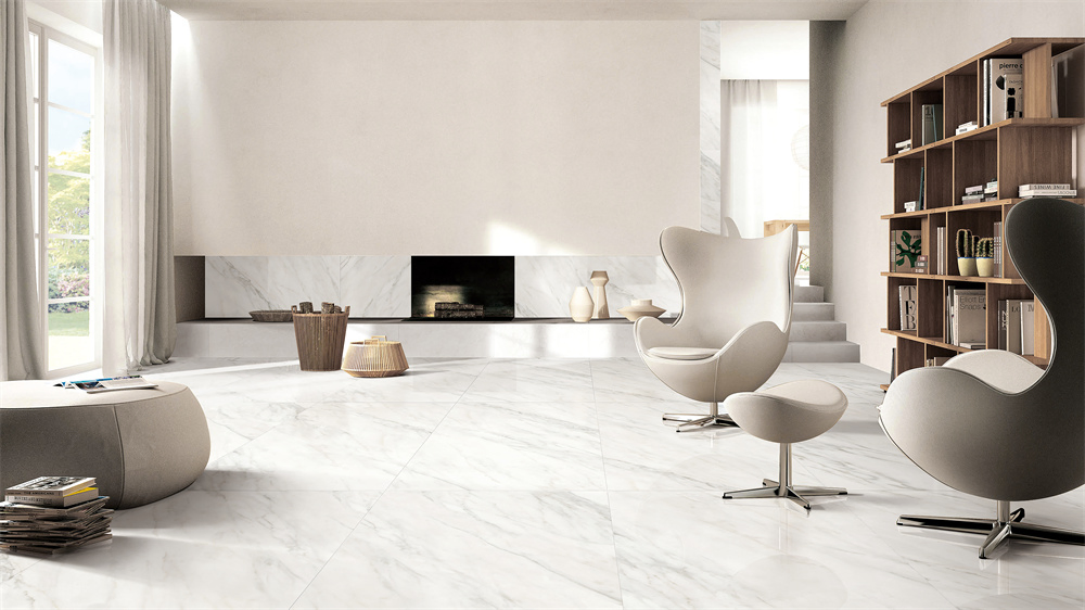 Large Format White Marble Look Tiles