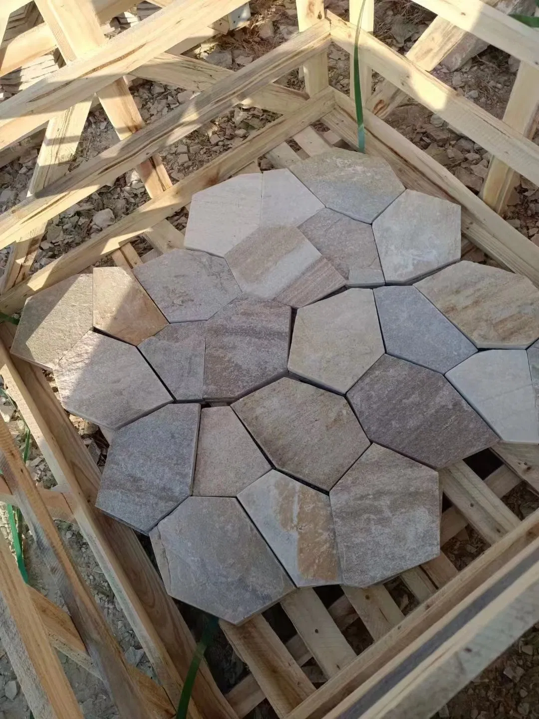 Outdoor Irregular Flagstone Paving Slate Paver with Mesh Stone Crazy Paving