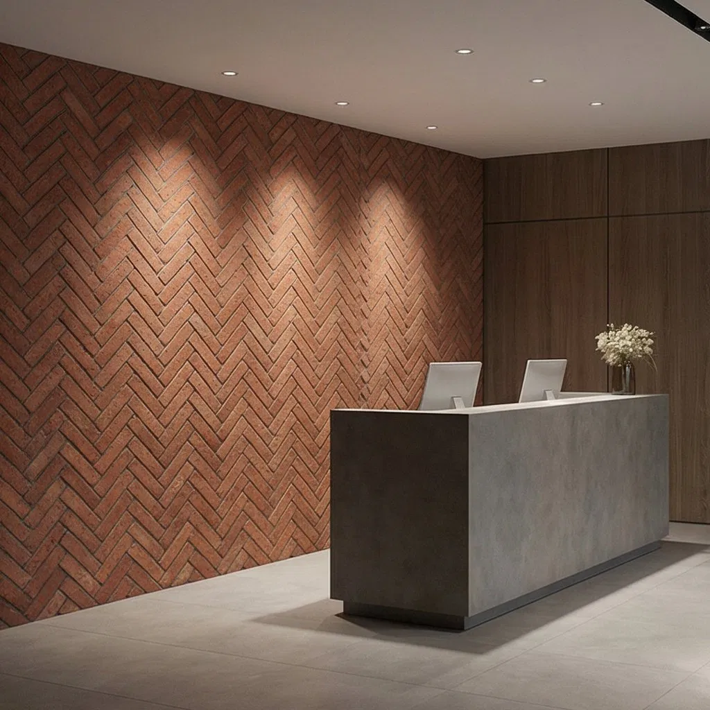 60X240mm Acid-Wear Resistant Ceramic Tile Natural Matte Red Full Body Wall Tile for Commercial &amp; Living Space