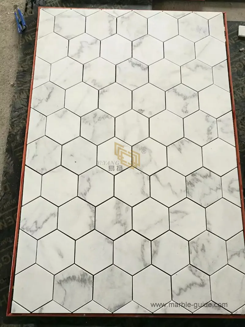 Natural White Marble Mosaic Hexagon Tiles