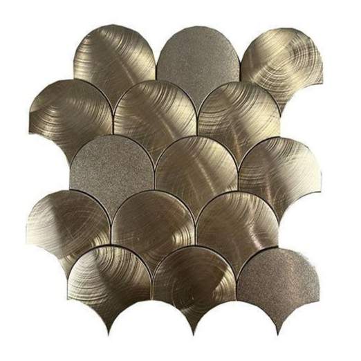 Elegant Fan Shape Aluminum Metal Mosaic Tiles Fish Scale Pattern for Interior Wall Decoration Kitchen Backsplash Bathroom Tiles