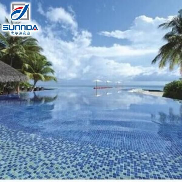 Sunnda Fashionable High Quality Ocean Blue Crystal Glass Mosaic Decorative Ceramic Mosaic Tile for Swimming Pool Bathroom