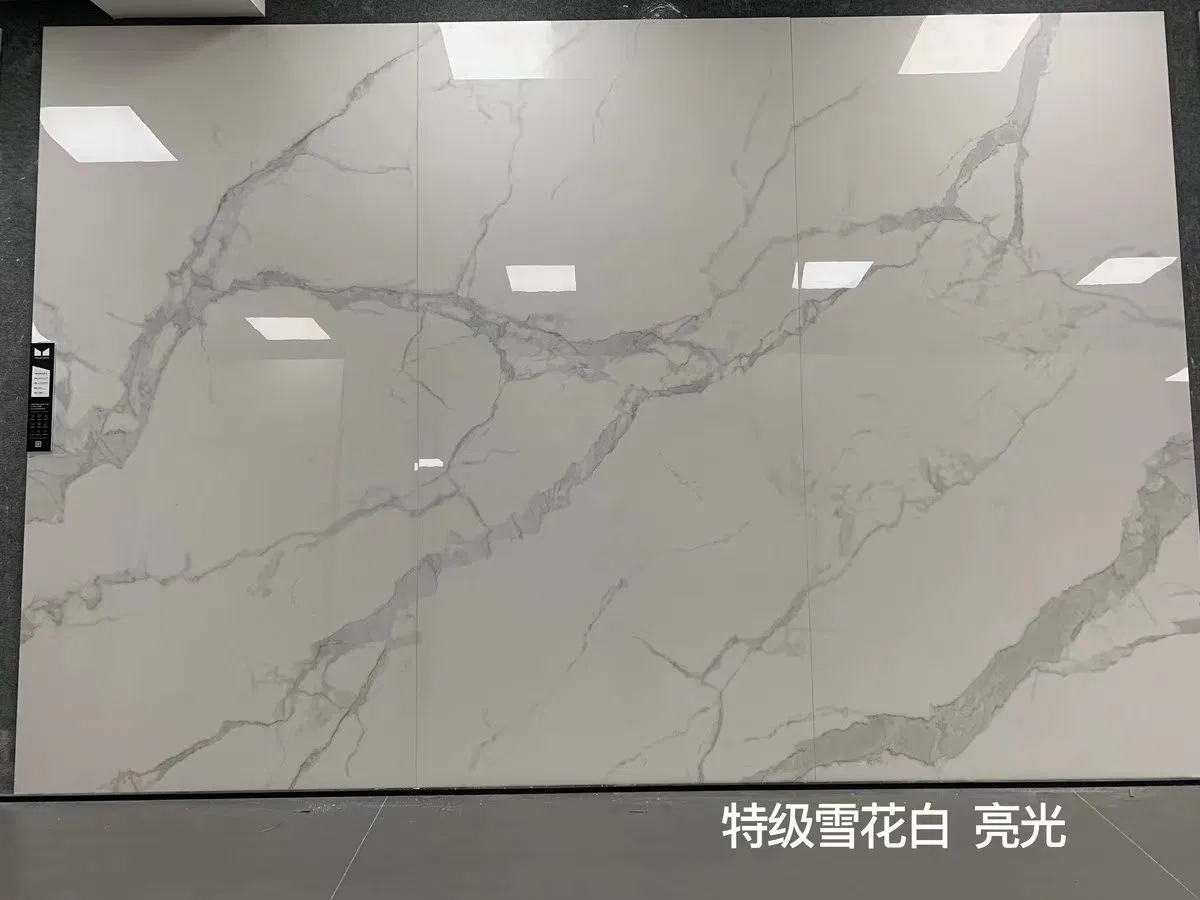 Luxury Home Decoration Large Format Porcelain Calacatta White Veins Marble Slabs Look Sintered Stone Tile for Wall
