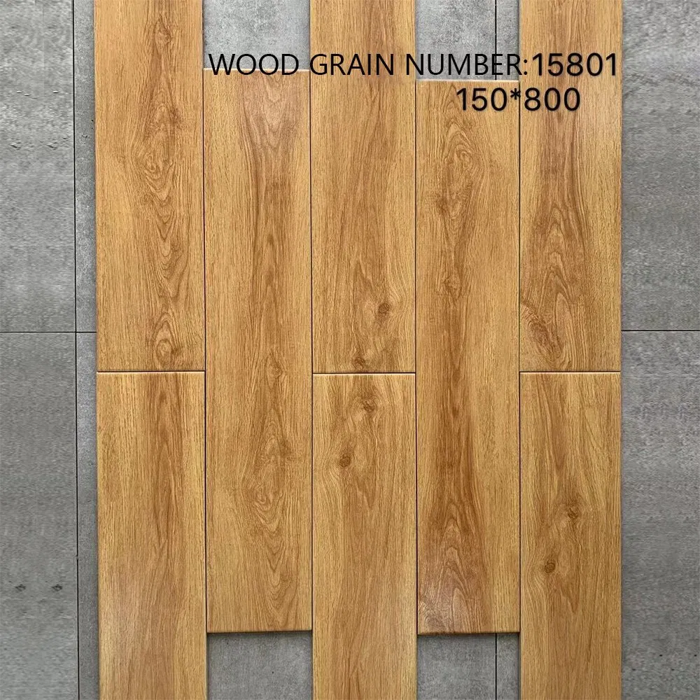 Standard Size 15X80 Wooden Pattern Wood Grain Flooring Tile Wood Design Factory Cheap Ceramic Tiles