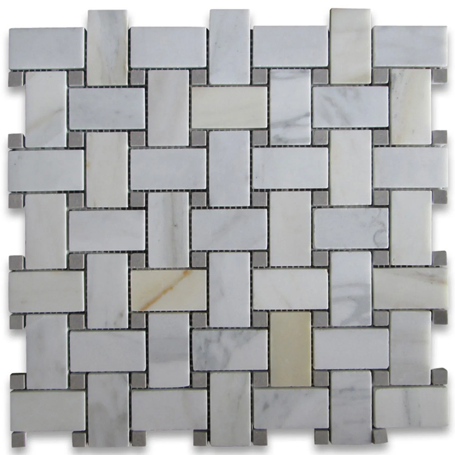 Factory Price Italy Natural Calacatta Gold White Parquet Marble Kitchen Backsplash Mosaic Tile