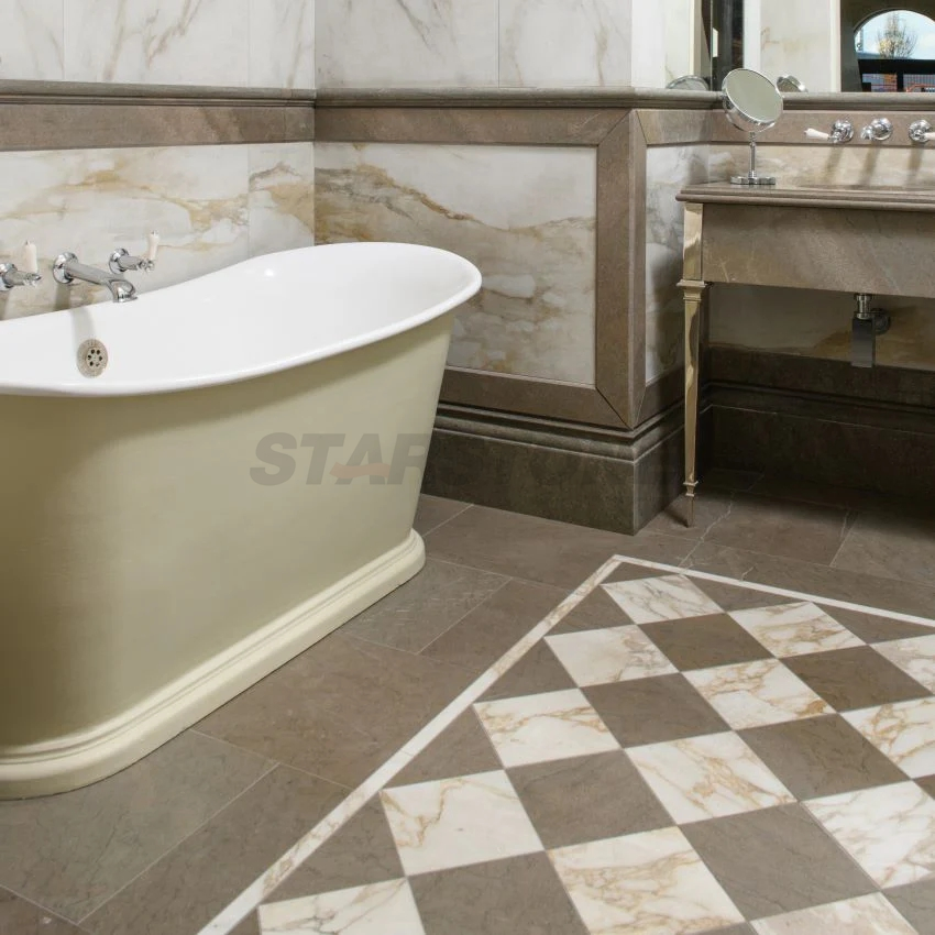 Starstone Interior Design Natural Calacatta Marble Bathroom Shower Wall for Apartment Project