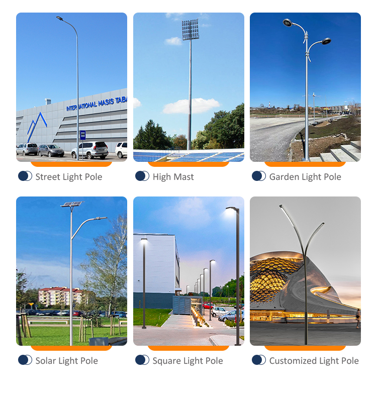Customized Outdoor Aluminum Solar Street Light Pole Post Single Double Arm Sizes 4m 5m 6m 7m 8m 9m 10m 12m Competitive Prices