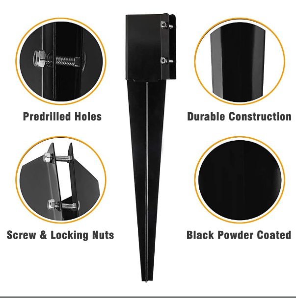 36" Heavy Duty 4x4 Fence Post Anchor Ground Spikes