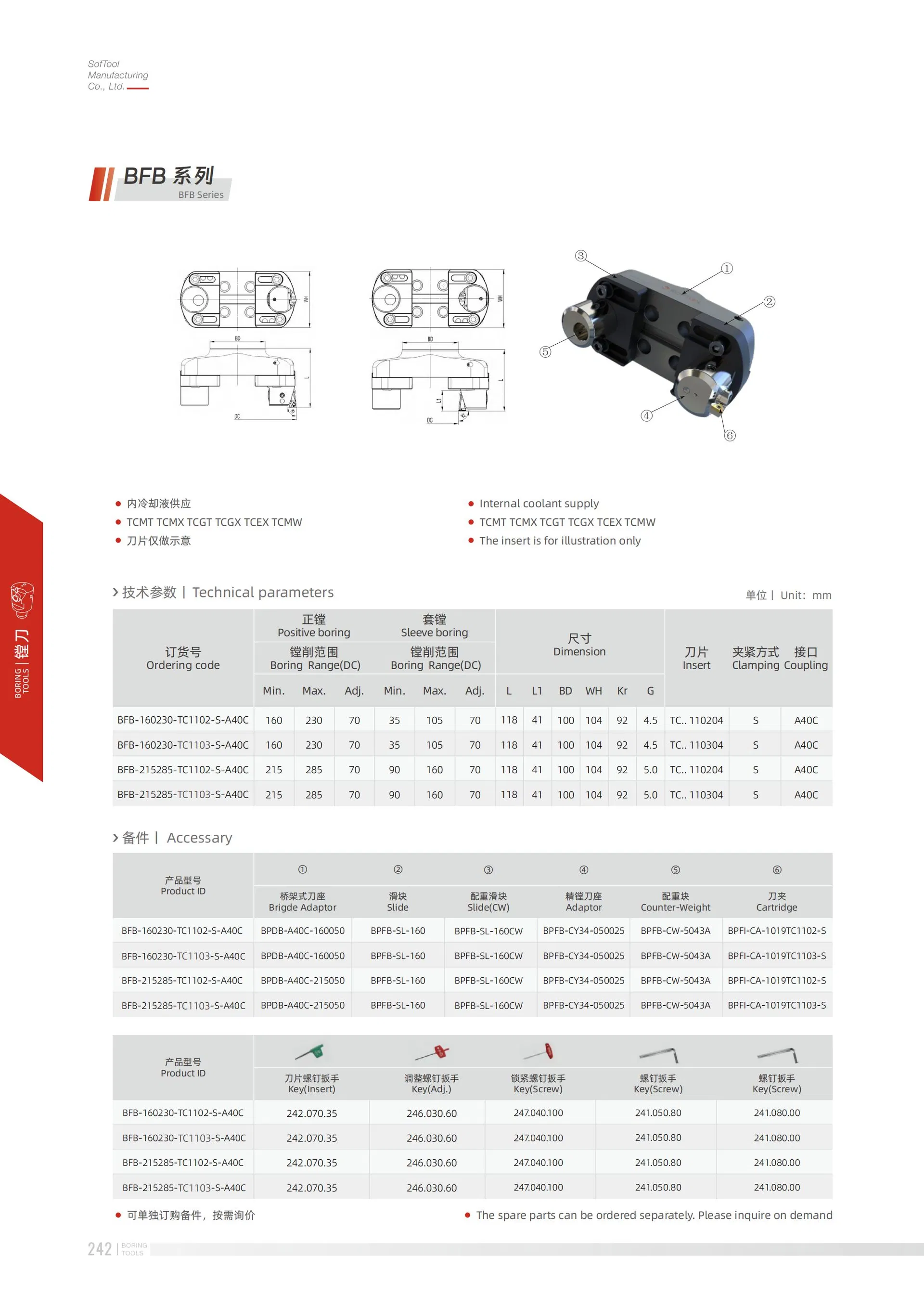 Customizable Strong Anti-Chipping Ability Fine Boring Head for Through Hole Machining