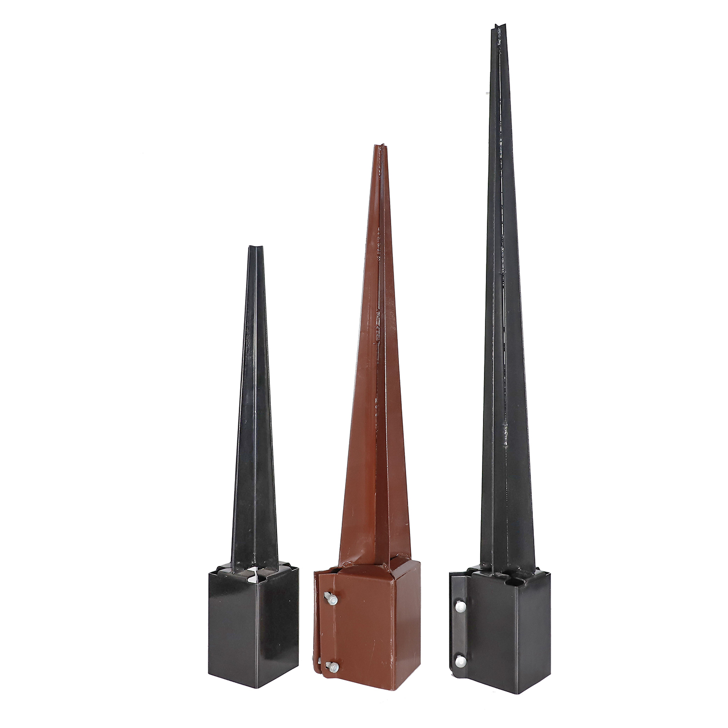 Black Powder Coated Metal Fence Post Anchor Metal Ground Spike Post Support Base