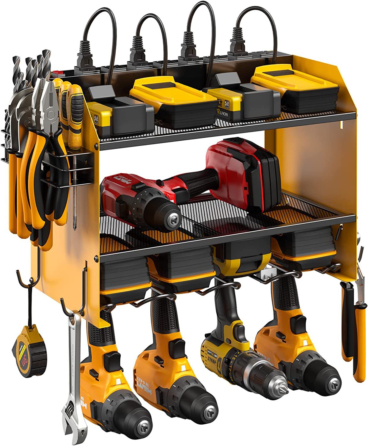 Upgrade Garage and Storage With Steel Plate, Drill Holder Wall Mount, Heavy Duty Metal Tool Shell Power Tool Organize