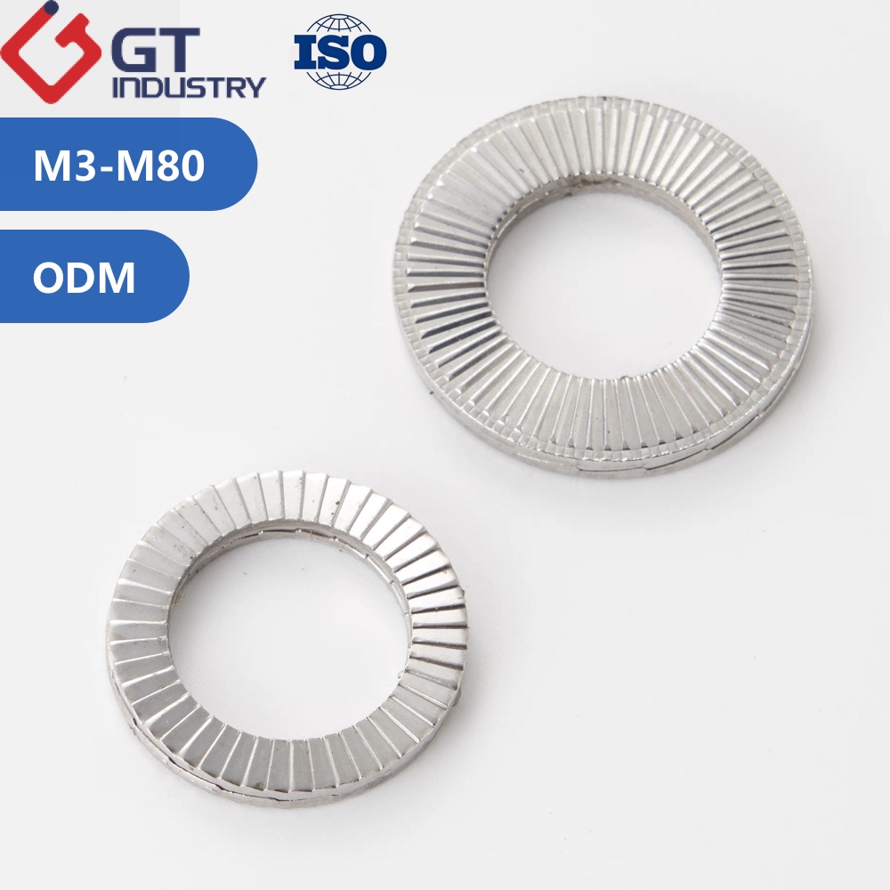 M100 M20 Customized Large Diameter Black Zinc Flake Dacromet Geomet Coated Din 25201 YJT 6017 Heico Nod Lock Wedge Lock Washers