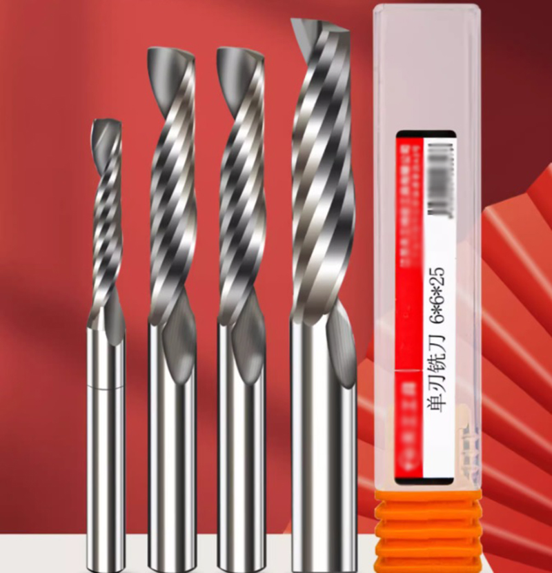 Tiangong Single-Edged Spiral Milling Cutter Acrylic CNC Engraving Machine Tungsten Steel Cutting Tool PVC Engraving Carbide Cutter Head