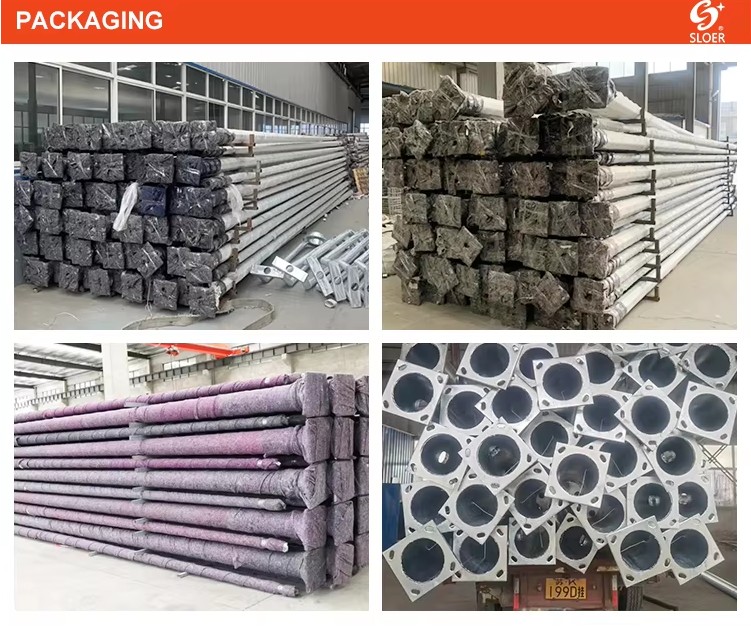 SLOER Custom Conical Tapered Galvanized Double Single Arms 4m 5m 6m 7m 8m 9m 10m 11m 12m Lamp Post Street Light Pole