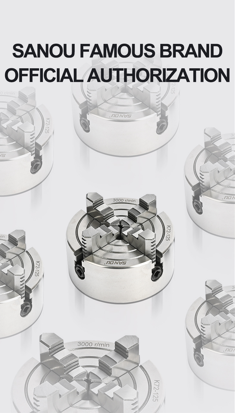 4 Jaw Independent Steel Chuck SANOU Brand Manual Metal Lathe Chuck K72-80 K72-100 K72-125 K72-160 K72-200 K72-250