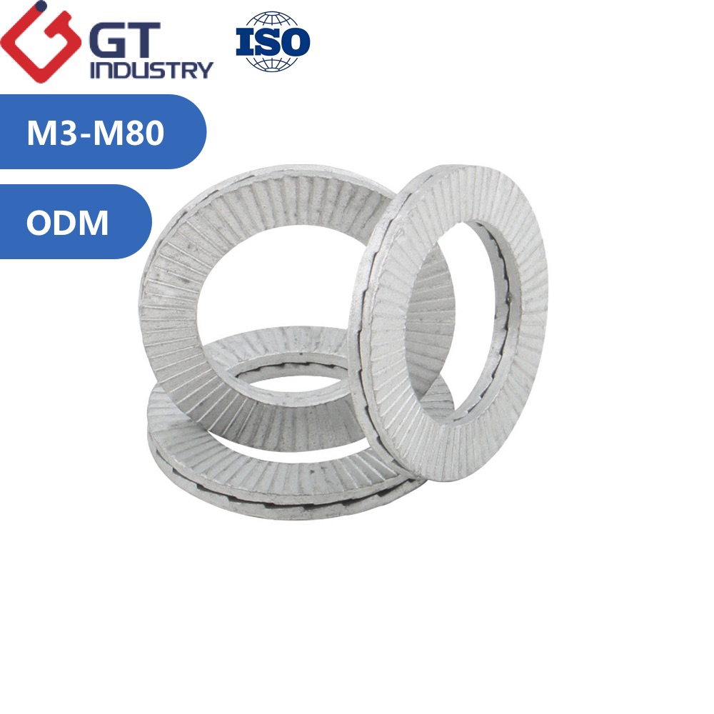 M100 M20 Customized Large Diameter Black Zinc Flake Dacromet Geomet Coated Din 25201 YJT 6017 Heico Nod Lock Wedge Lock Washers