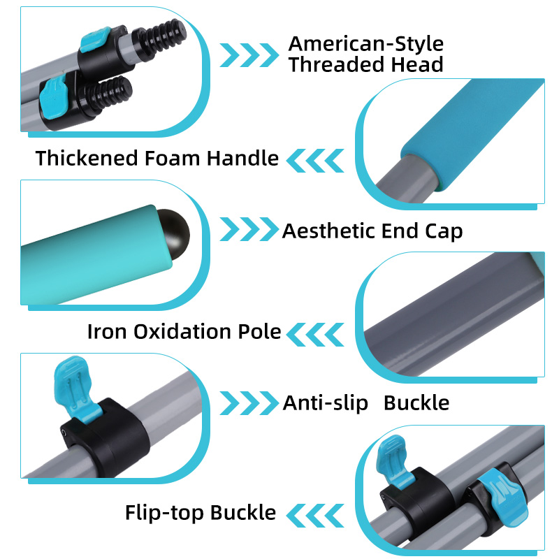 For Industrial Grade 3 Section 0.97m Universal Threaded Head Iron Multi-function Clamping Lock Paint Tools Telescopic Pole