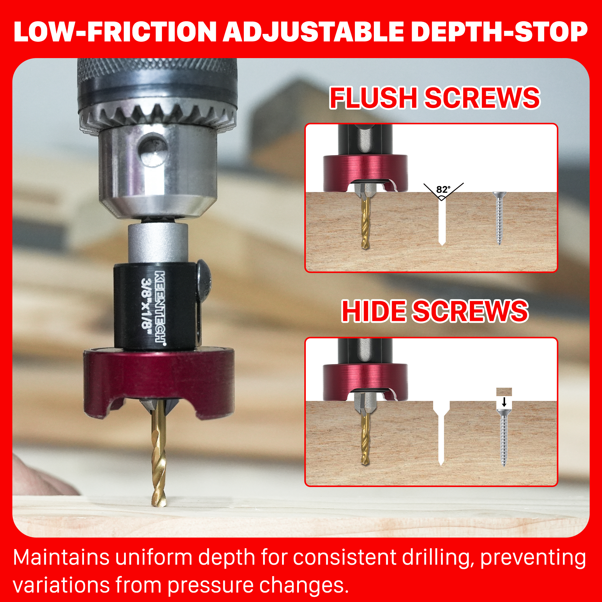 TIDEWAY Borehole Drilling Carpentry Tools Drill Bit Hole Opener Tools With Adjustable Low Friction Depth