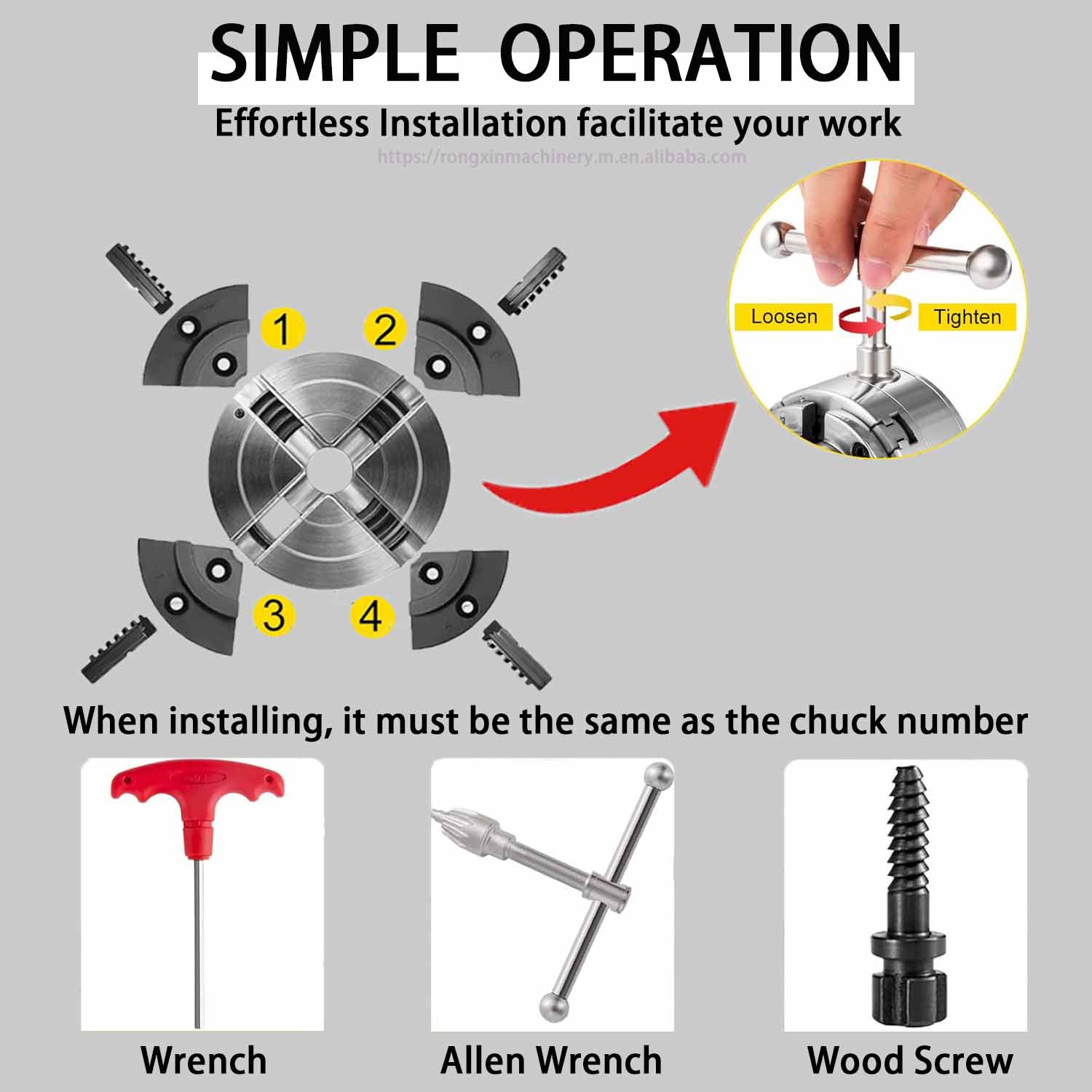 Customizable 3-3/4'' 4-Jaw Key Quick Change Jaw Scroll Chuck Set New Steel Milling Machine for CNC Industries
