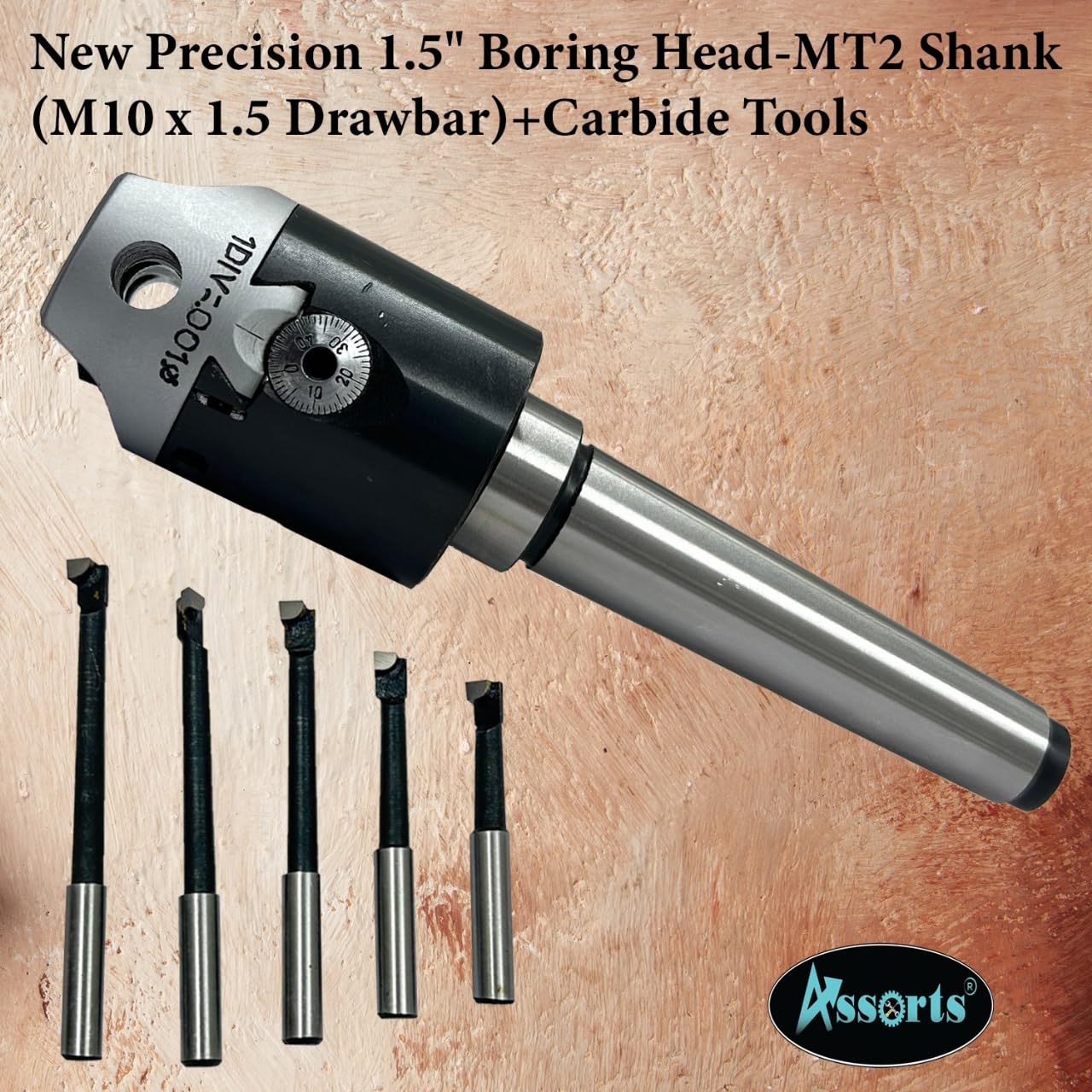 Precision Boring Head 15MM MT2 Shank High-Speed Steel Square Insert Uncoated Finish Vnmg160408 Non-Coolant