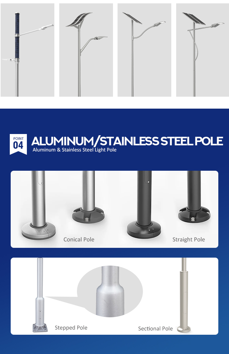 Customized Outdoor Aluminum Solar Street Light Pole Post Single Double Arm Sizes 4m 5m 6m 7m 8m 9m 10m 12m Competitive Prices