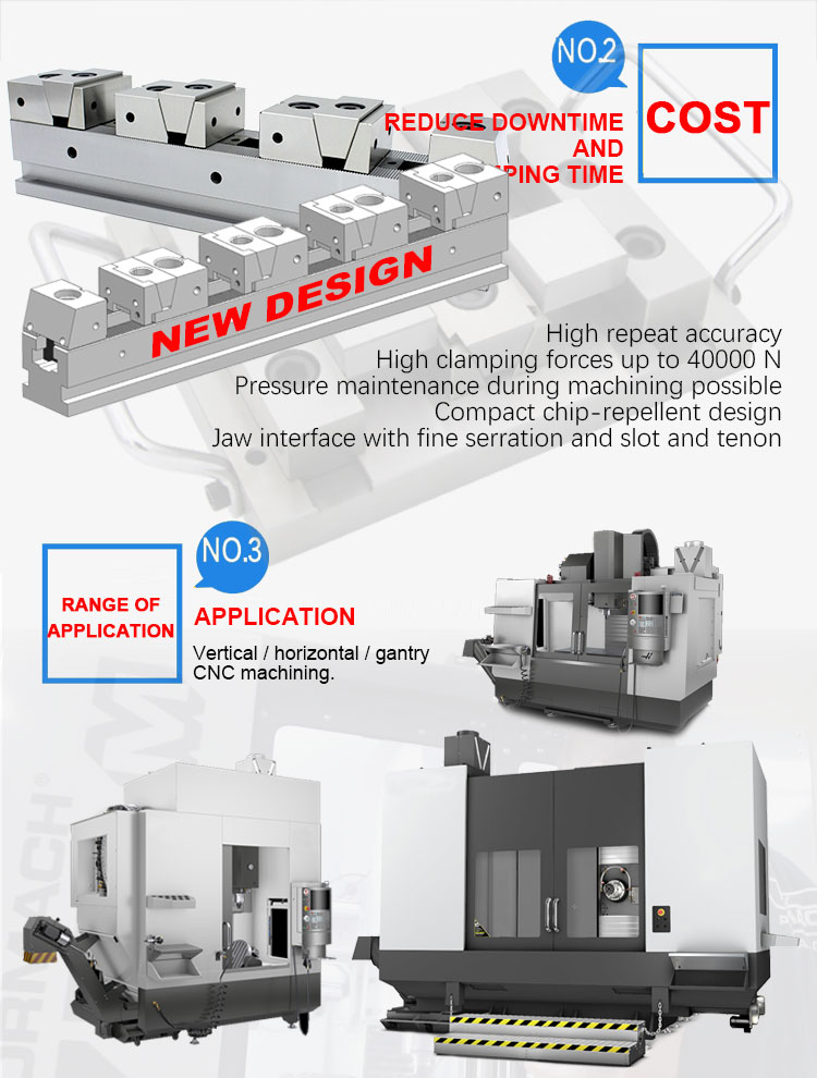 KSD50-500-4FD Universal Multiple Clamp Rail Vise in Row for Horizontal CNC Horizontal Machine Center