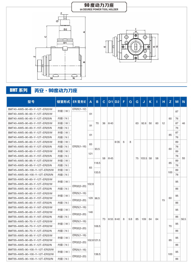 90 Degree Radial Driven Tool Head Bmt VDI Compatible With Doosan Haas Lathes High Precision ER32 Driven Power Tool Holder