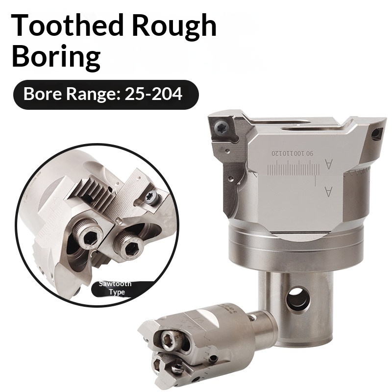 Double-edged Rough Boring Head Anti-Vibration Adjustable Boring Tool, 19-910mm Adjustment Range for Deep Hole Machining