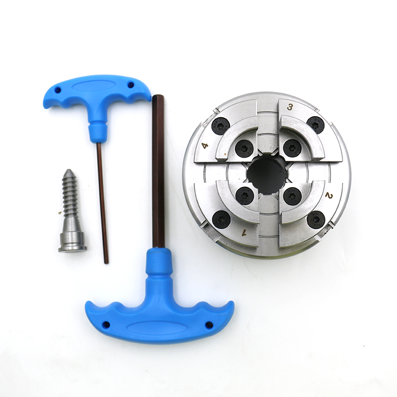 Steel 4-Inch 5-Inch Wood Lathe Chuck with M33x3.5 1\"-8TPI M40*2 Mount Thread 4-Jaw Scroll Lathe Chuck KP96KP125