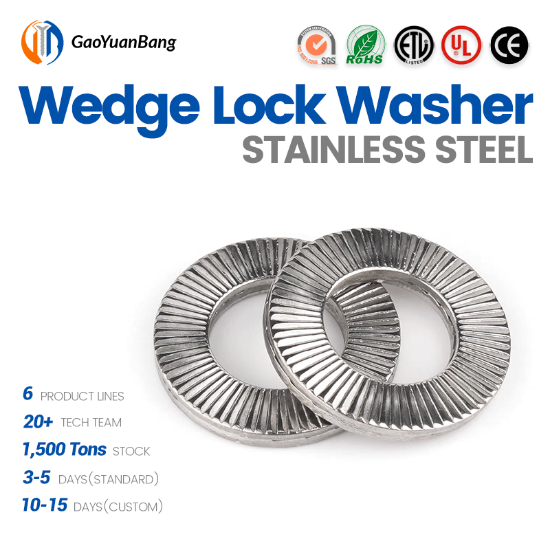 304 316 Stainless Steel M4 M6 M16 Dacromet Double Fold Self-Locking Wedge Lock Washer