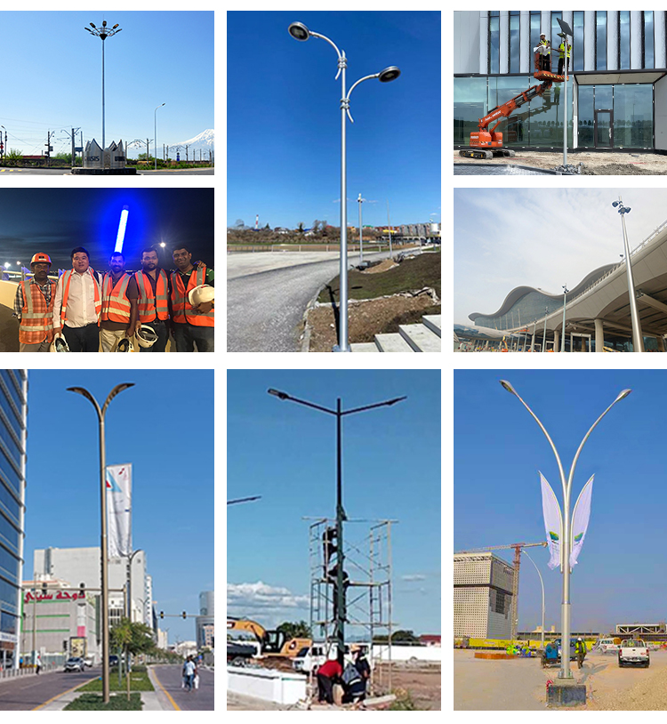 Customized Outdoor Aluminum Solar Street Light Pole Post Single Double Arm Sizes 4m 5m 6m 7m 8m 9m 10m 12m Competitive Prices