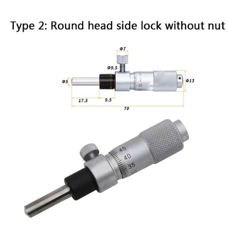 0-6.5mm 13mm 25mm Side Locking Screw Type Micrometer Heads
