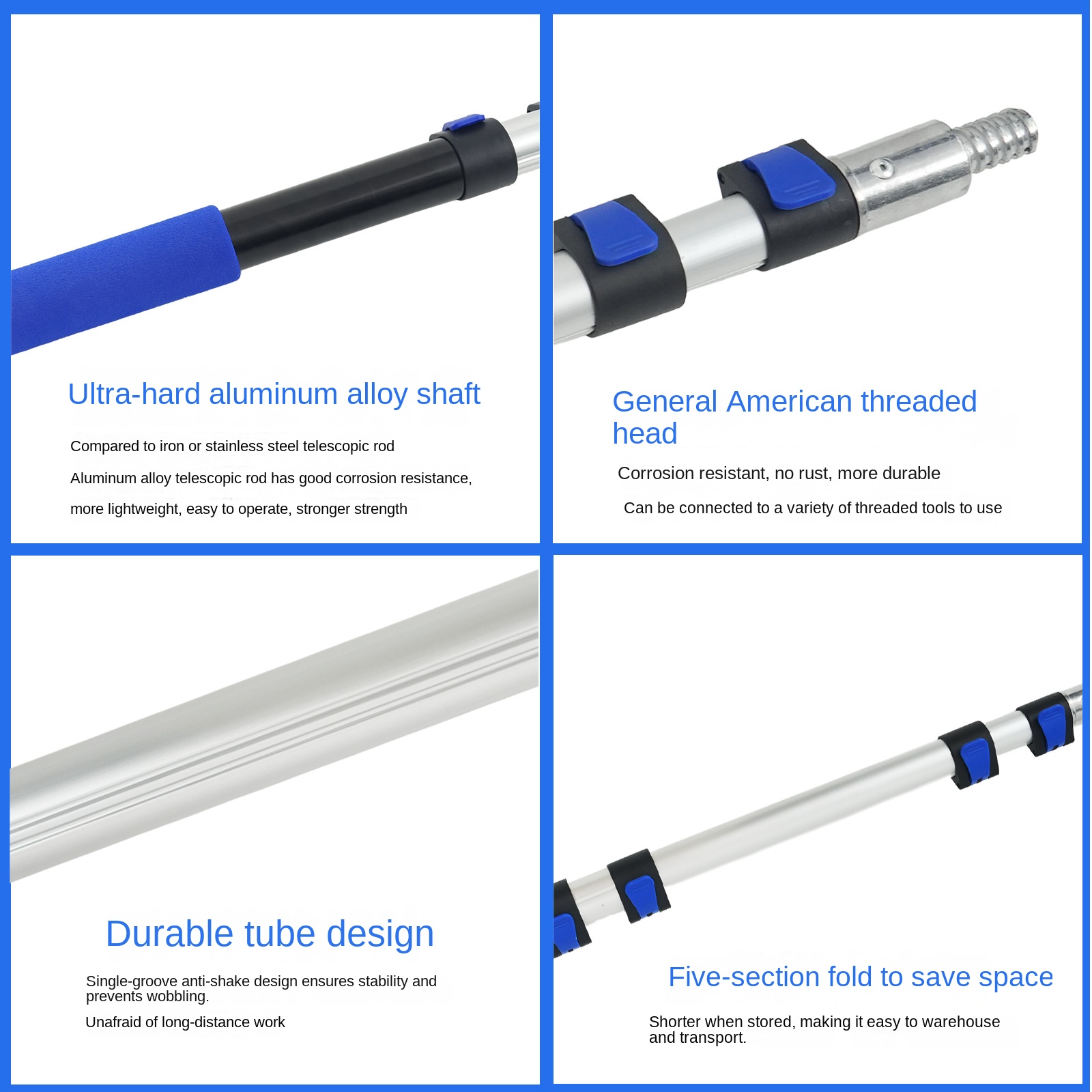 Cross-Border Exclusive Aluminum Alloy Telescopic Adjustable Retractable Extension Pole Paint Roller Multi-Functional Tool