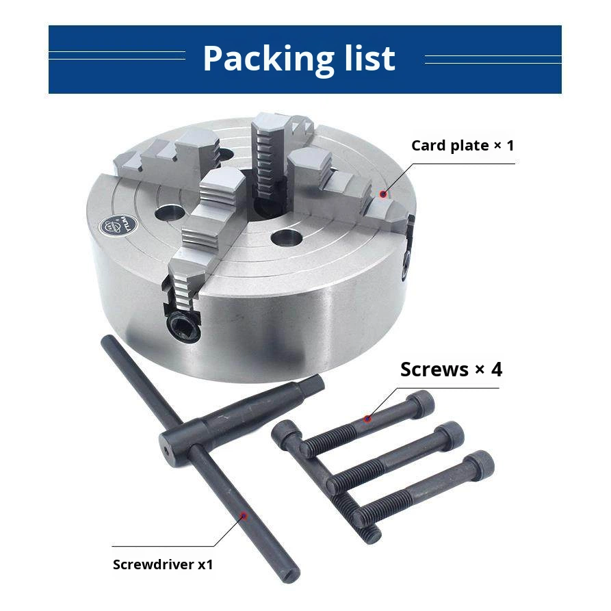 Valcrs Four-Jaw Single-Action Manual Lathe Chuck 200/250/320/400/500mm Steel Independent Jaw