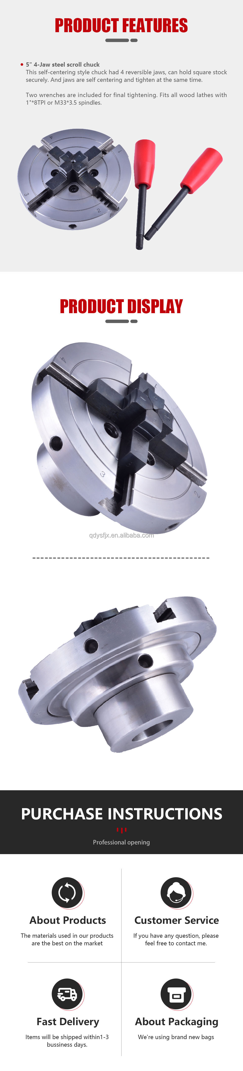5-Inch Wood Lathe Chuck Product Image 2