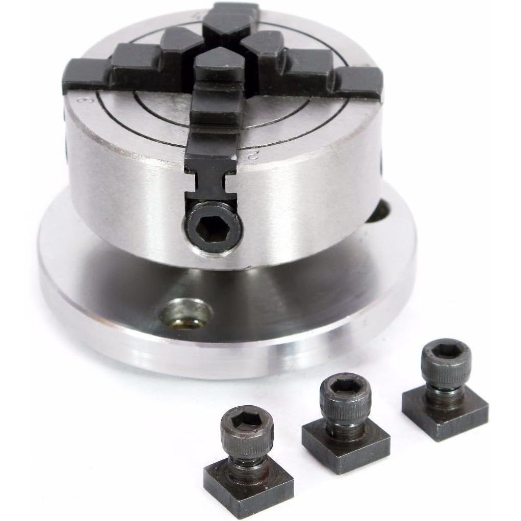 Assorts 4-Jaw Independent Chuck 70mm M14 Thread Cast Iron & Tool Alloy Steel Milling Machine Back Plate T Nuts