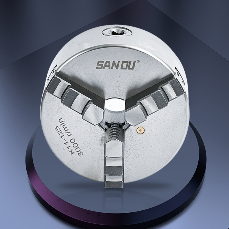 SANOU 3 Jaw Self-Centering Lathe Chuck 125mm Bore 38mm Steel Manual Scroll Chuck K11-125 Model High Accuracy