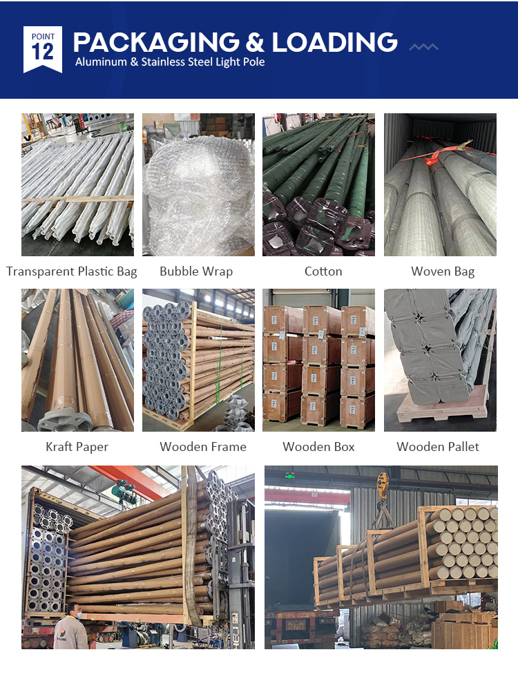 Customized Outdoor Aluminum Solar Street Light Pole Post Single Double Arm Sizes 4m 5m 6m 7m 8m 9m 10m 12m Competitive Prices