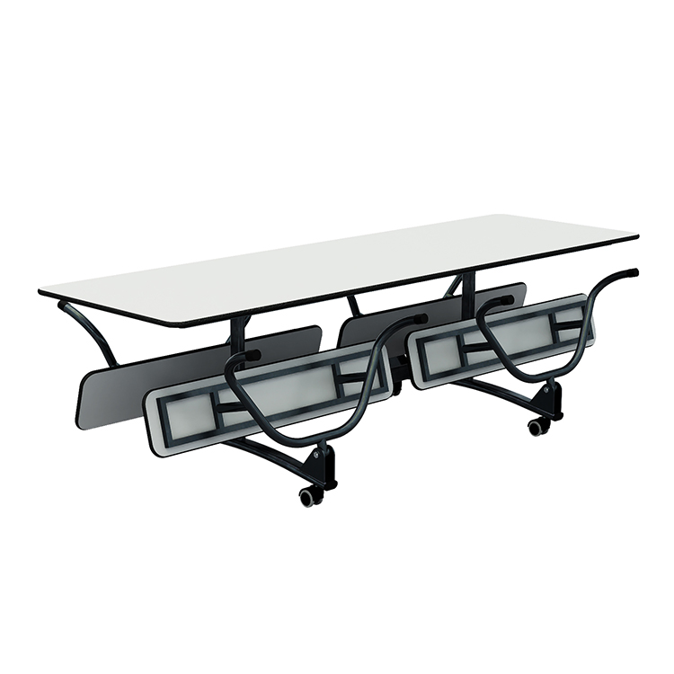 University Mobile Wooden Canteen Dining Table School Folding Canteen Table with Bench