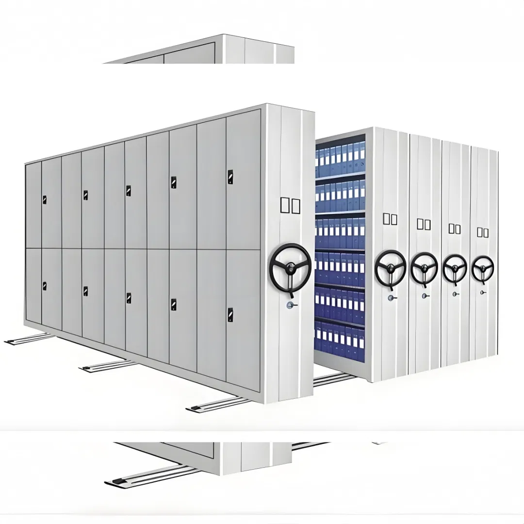 Factory Direct Custom Mobile Shelves Manual Tracked Mobile Racking Movable High - Density Document Trolley System Library - Specific Mobile Shelving Manual Mob