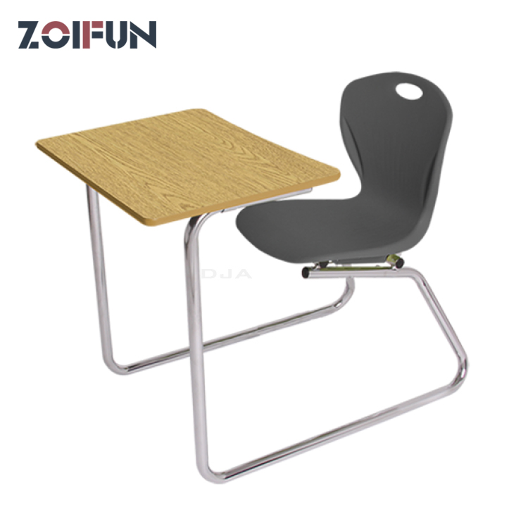 School Furniture Supplier Plating Single Student Desk and Chair Combo; Classroom Training Room Meeting Table Set