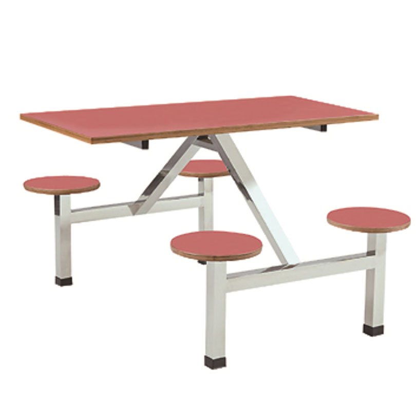 Cafeteria Restaurant 6/8 People Canteen Stainless Steel Dining Table and Stood Set