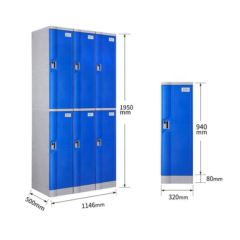 Public Bathroom ABS Plastic Locker for Employees Waterproof Locker for Staff Dormitory Fitness and Swimming Pool Storage Cabinet
